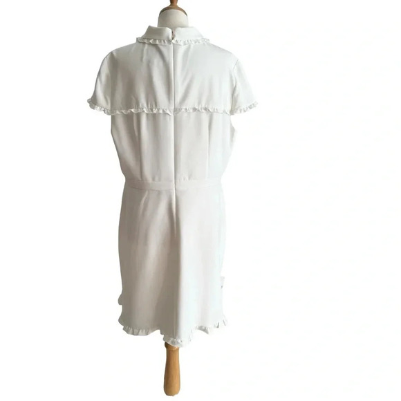 Gal Meets Glam Plus Size Emma Ruffle Trim Above Knee Dress White Size 20 NWT - Picture 6 of 12